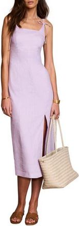 Mint Velvet Linen Bow Detail Midi Dress in Lilac at Nordstrom, Size 12