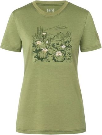 super.natural Cactus World Bio Jersey Tee Merinoshirt f&uuml;r Damen | sage / various