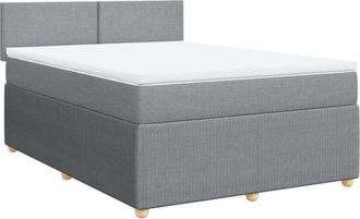 vidaXL Vidaxl - Cama Box Spring Con Colch&oacute;n Tela Gris Claro 140x200 Cm