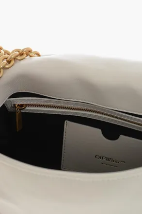 Off-white Puffer Leather Shoulder Bag JITNEY with Gold Chain Off-White