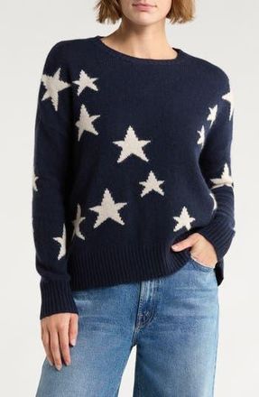 Magaschoni Star Cashmere Sweater in Navy Ink /Creamy Heather at Nordstrom Rack, Size Medium