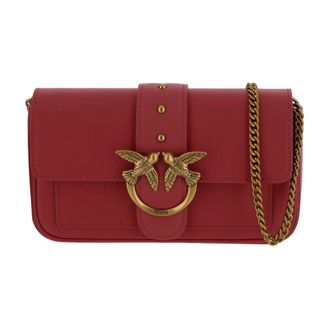 Pinko Love One Pocket Bag - Dames - Schoudertassen - Rood - ONE Size - Leer - Tassen