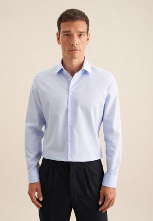 Seidensticker Businesshemd SEIDENSTICKER Slim, Herren, Gr. S (37), normale &Auml;rmell&auml;ngen, blau (hellblau), 100% Baumwolle, unifarben, slim fit, 2-Knopf-Manschette, He