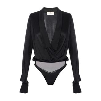 Elisabetta Franchi Tops, Dames, Zwart, L, Zwarte Blouse voor Vrouwen