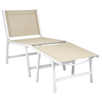 Beliani Beliani - Silla De Jard&iacute;n Moderna Para Exteriores Asiento De Textileno Estructura De Metal Con Reposapi&eacute;s Beige Marceddi