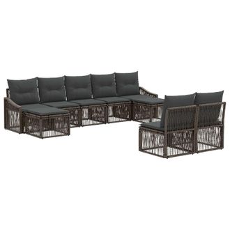 vidaXL Conjunto De Sof&aacute;s De Jard&iacute;n 9 Pcs Gris Rat&aacute;n Sint&eacute;tico Vidaxl
