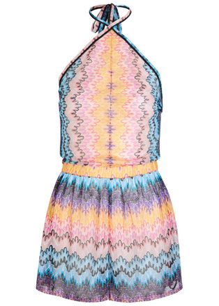 Missoni Zigzag-intarsia Fine-knit Playsuit - Multicoloured - 46 (UK16 / XL)