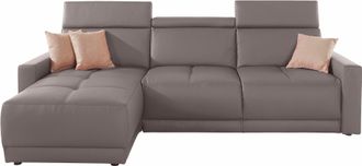 Domo Collection Ecksofa »Ava mit moderner Sitzheftung & toller Doppelnaht, komfortabel, L-Form« mit Recamiere, inkl. Federkern, wahlweise mit Kopfteilverstellungen