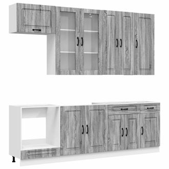 vidaXL Unidad De Cocina Kalmar 8 Uds. Sonoma Gris Madera De Ingenier&iacute;a Vidaxl