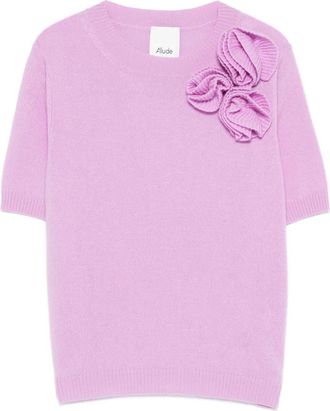 Allude flower-appliqué T-shirt - Paars