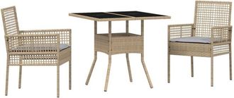 vidaXL Garden Dining Set 3 pcs Beige Poly rattan vidaXL