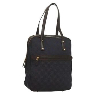 Ferragamo Tweedehands Canvas handtassen - Dames - Pre-owned - Blauw - Maat: ONE Size Leer