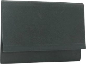 Louis Vuitton Pre-owned Clutches, female, Green, Size: ONE SIZE Pre-owned Vintage Taiga Leather Briefcase