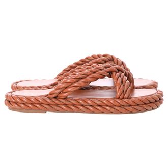 Valentino Pre-owned Womens The Rope Twisted Strap Sandals in Brown Leather Leather (archived) - Size UK 5