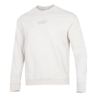 Nike Mens Nike Embroidered Logo Solid Color Sports Round Neck Pullover White DR7836-104