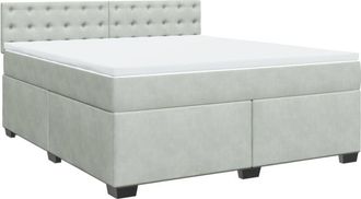 vidaXL Vidaxl - Cama Box Spring Con Colch&oacute;n Terciopelo Gris Claro 180x200 Cm