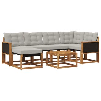 vidaXL Conjunto De Sof&aacute;s De Exterior 7 Pcs Natural Y Gris Claro Vidaxl