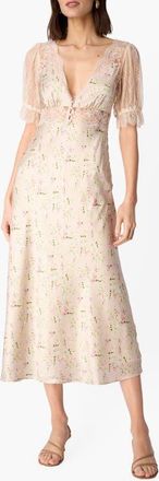 Cami NYC Dinah Floral Lace Silk Midi Dress in English Cottage/oat at Nordstrom, Size Xx-Small