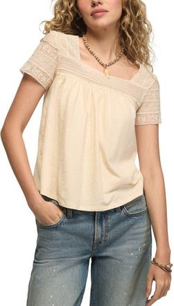 Lucky Brand Lace Trim Swing Top in Pink Tint at Nordstrom, Size Xx-Large