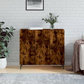 vidaXL Vidaxl - Aparador De Madera De Ingenier&iacute;a Roble Ahumado 90x34x80 Cm