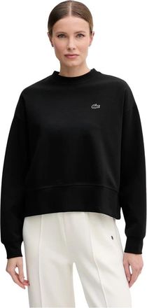 Lacoste Oversized Katoenen Sweatshirt - Dames - Sweatshirts - Zwart - 2XS - Katoen - Hoodies & sweatvesten
