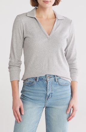 Melrose and Market Knit Polo Top in Grey Heather at Nordstrom Rack, Size Xx-Small
