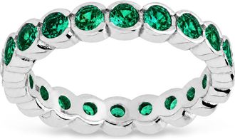 Sterling Forever Sterling Silver Emerald Helene Bezel Eternity Band Ring