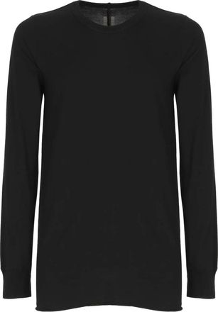 Rick Owens Truien & Vesten, Heren, Zwart, L, Katoen, Ronde hals Katoenen Jersey