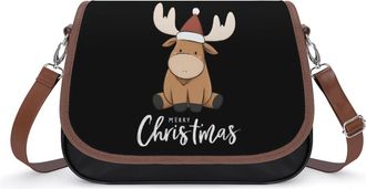 Generic Merry Christmas Moose Small Womens Crossbody Bags Shoulder Handbag with Adjustable Strap for Travel