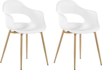 Beliani Beliani - Conjunto De 2 Sillas De Comedor Blanco Madera Clara Material Sint&eacute;tico Patas Utica