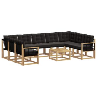 vidaXL Conjunto De Sof&aacute;s De Exterior Con Coj&iacute;n 10 Pcs Blanco Y Negro Vidaxl
