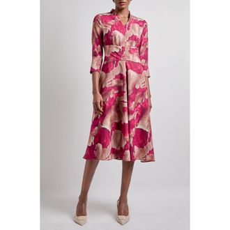 Misook Watercolor Dress in Pink Flash/multi at Nordstrom Rack, Size X-Small