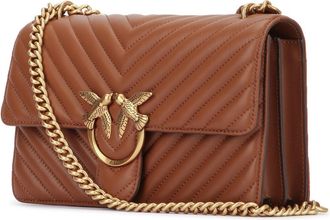 Pinko Womens Classic Shoulder Bag Brown Leather