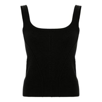 Ermanno Scervino Tops, Dames, Zwart, S, Wol, Zwarte wollen kasjmier tanktop