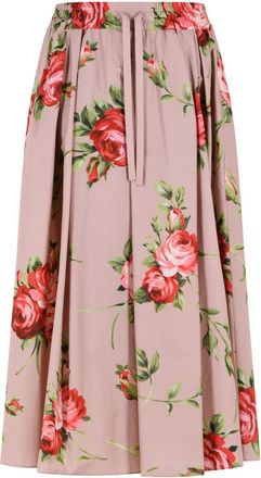 Dolce & Gabbana Rose On Base Midirock mit Rosenstrau&szlig;-Print