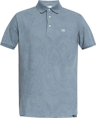 Etro paisley-print cotton-piqu&eacute; polo shirt - men - Cotton - L - Blue
