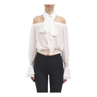 Elisabetta Franchi Blouses, female, White, Size: XS Camicia con spalle scoperte
