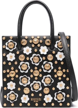 Moschino floral stud-detailing tote bag - women - Sheepskin - OS - Black