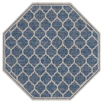 Jonathan Y Designs Trebol Moroccan Trellis Textured Weave Octagon Indoor/Outdoor Area Rug in Navy/gray at Nordstrom, Size 5Ft 0In X 5Ft 0In