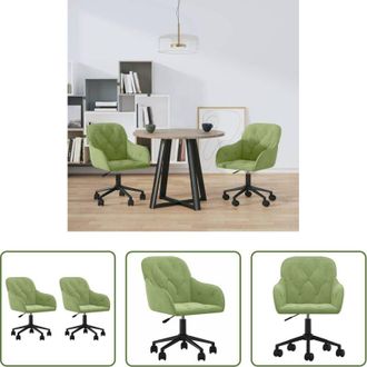 vidaXL vidaXL Sedie da pranzo con ruote - Sedie da Pranzo Girevoli 2 pz Verde Chiaro in Velluto