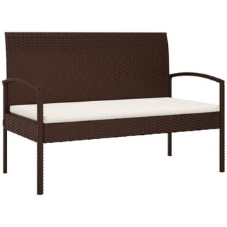 vidaXL Banco De Jard&iacute;n Con Coj&iacute;n Rat&aacute;n Sint&eacute;tico Marr&oacute;n 105 Cm Vidaxl