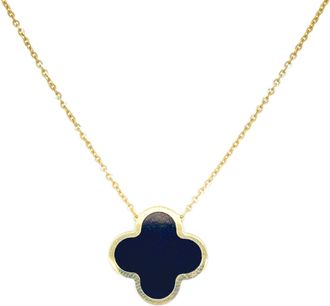 Italian Gold, Inc 14K Yellow Gold Clover Necklace - Onyx
