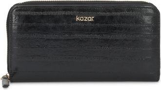 Kazar Leren portemonnee met ritsvak en klep met drukker - Dames - Portefeuilles - Zwart - ONE Size - Leer - Accessoires