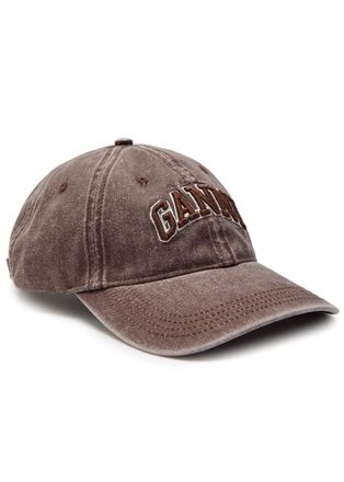 Ganni Logo-embroidered Washed Canvas cap - Brown - One Size