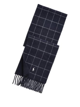 Polo Ralph Lauren Sciarpa a quadri con ricamo - Blu