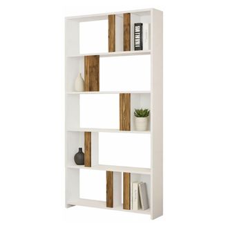 Dmora Estanter&iacute;a Tribogna, Biblioteca 4 Estantes, Libre Instalaci&oacute;n, Color Nogal, 90x20x180h Cm Blanco
