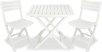 vidaXL 3 Piece Folding Bistro Set Plastic White Vidaxl