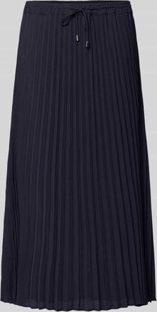 Comma Midirock mit Plisseefalten in Marine, Gr&ouml;&szlig;e 34