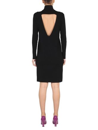 Bottega Veneta Ribbed High-Neck Knit Knit Dress - Black