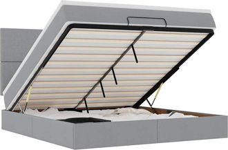vidaXL Vidaxl - Estructura De Cama Otomana Colch&oacute;n Tela Gris Claro 160x200cm